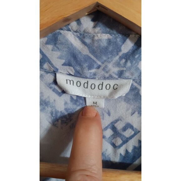 Mododoc Medium Blue White Lightweight Faded Travel Beach Boho Colorful Dress - Picture 2 of 4